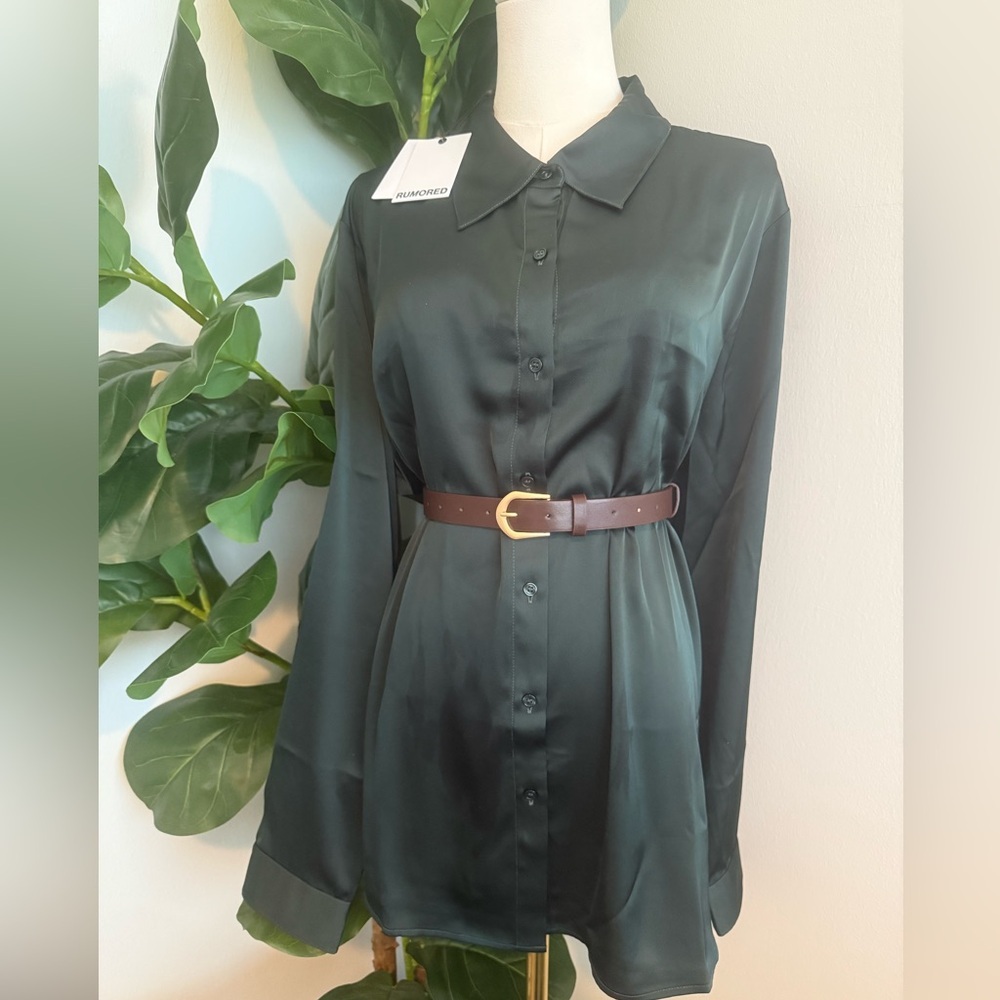 Rumored NWT Silky Oversized Button Down Blouse